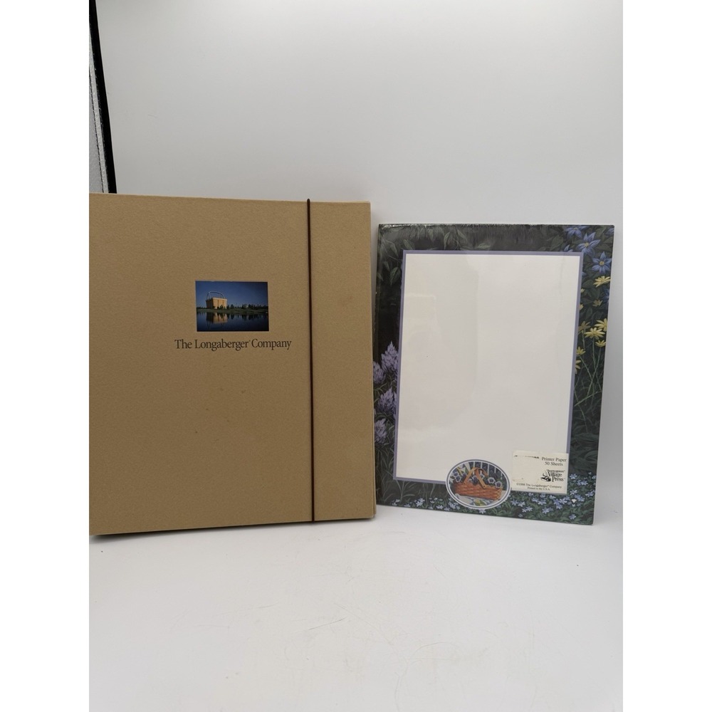 🧺📘 Longaberger Tri‑Fold Folder w/ Basket Paper – Organizer & Display – EUC! 🌟
